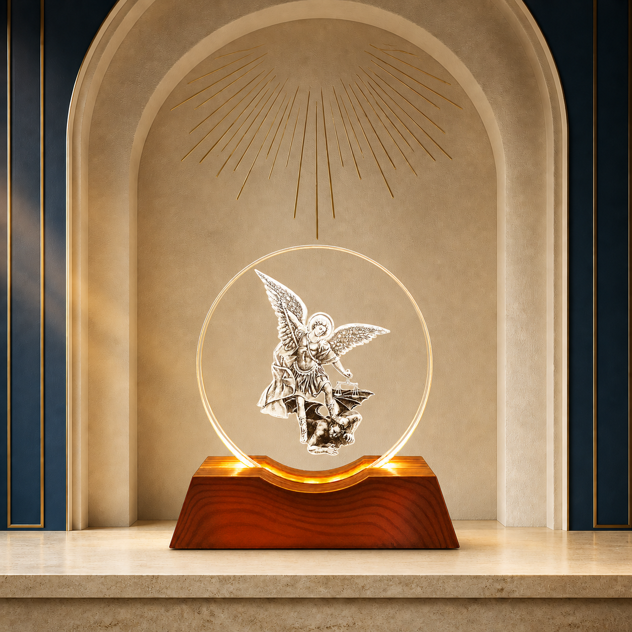 Luminária LED São Miguel — esfera de vidro 9 cm